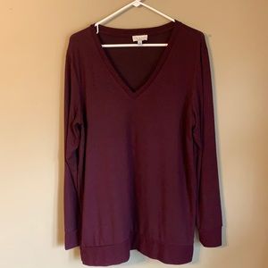 Thin fleece v neck tunic